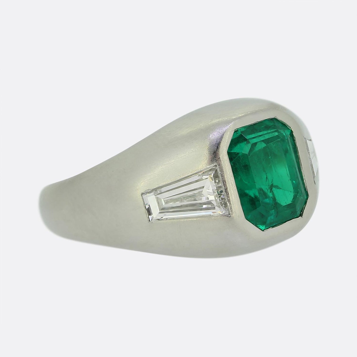 3.00 Carat Emerald and Diamond Three-Stone Ring