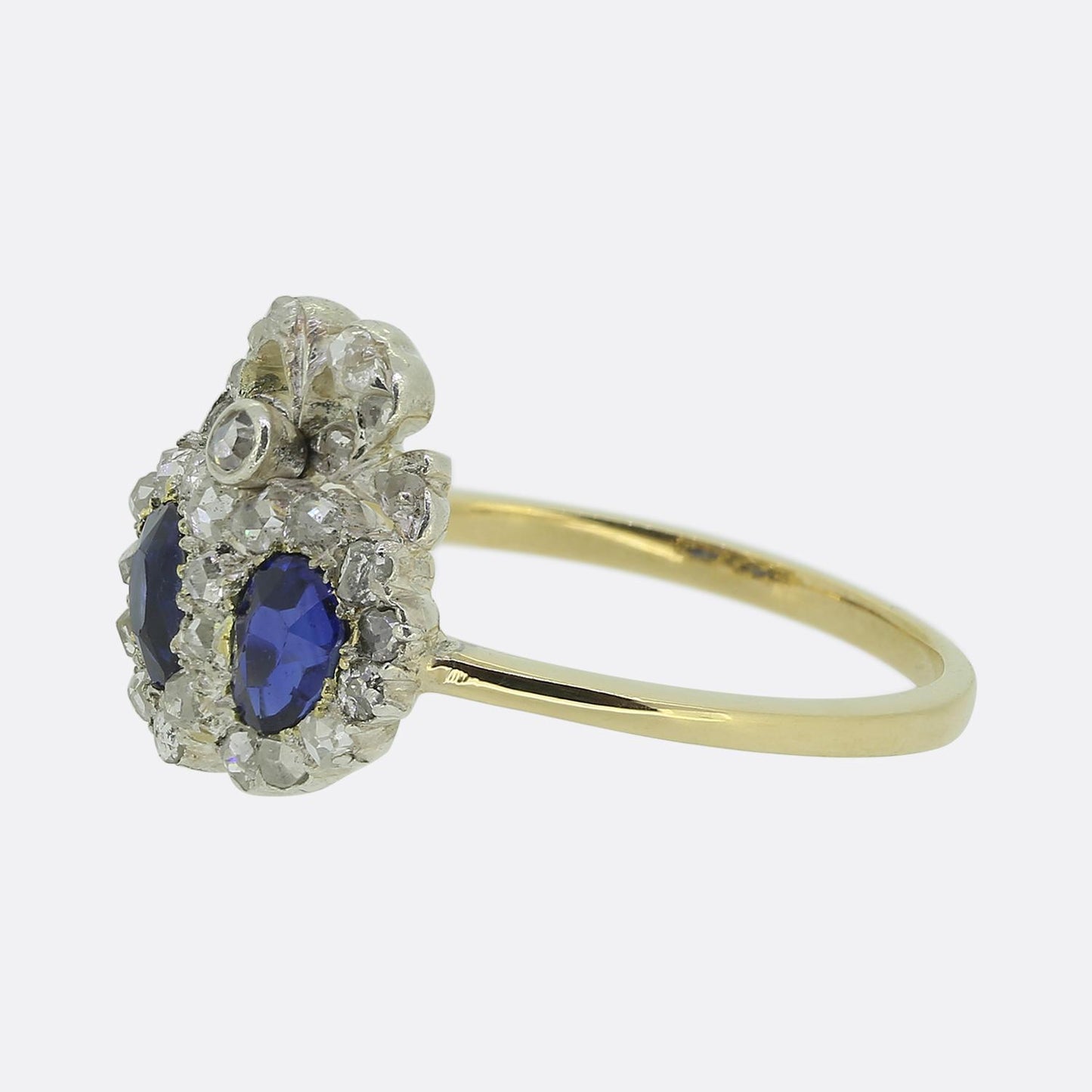 Victorian Sapphire and Diamond Double Heart Ring