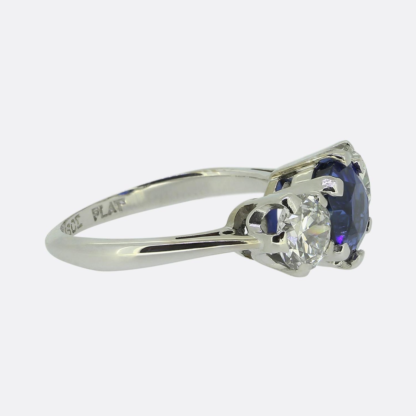 Vintage Sapphire Diamond Three Stone Ring