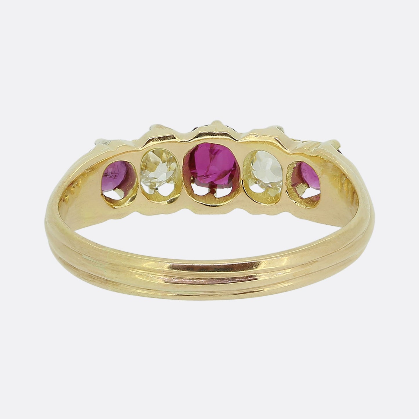 Edwardian Five-Stone Ruby and Diamond Ring
