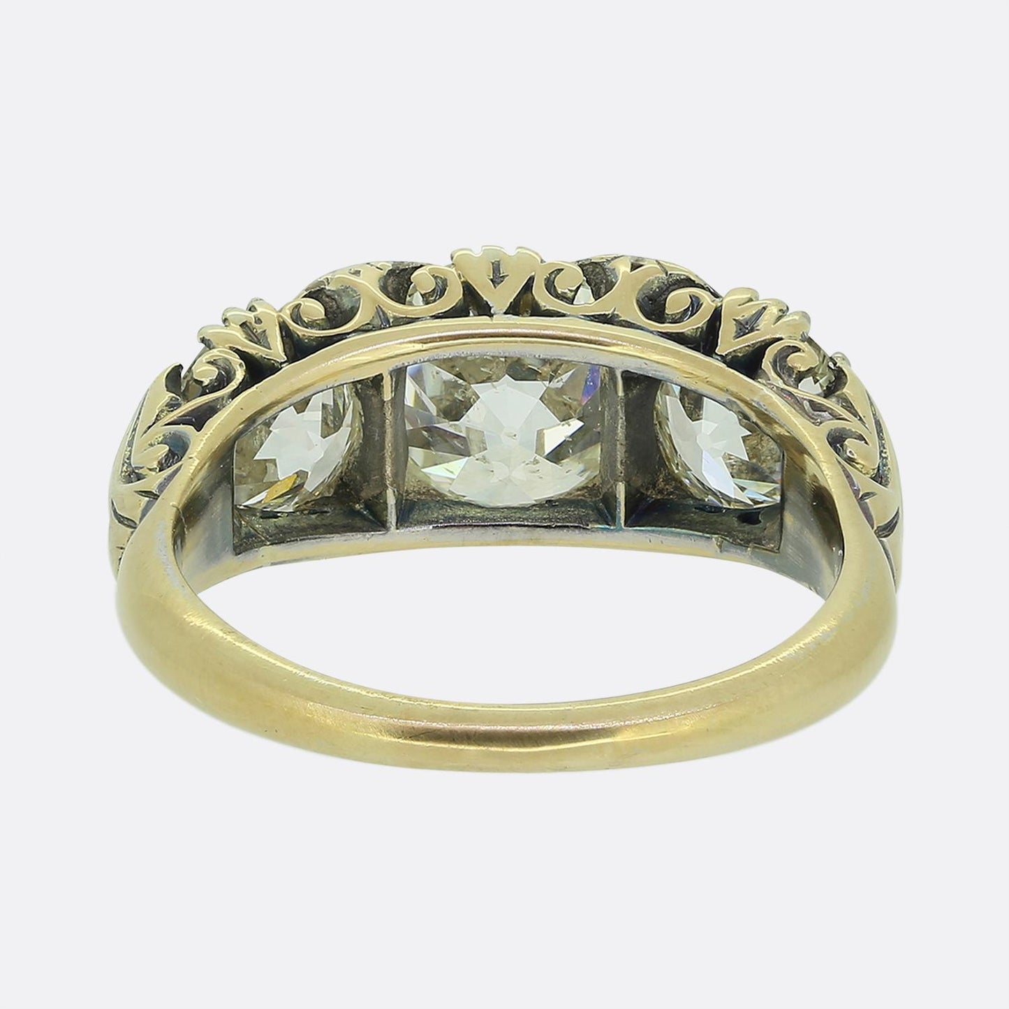 Victorian 3.92 Carat Diamond Three-Stone Ring