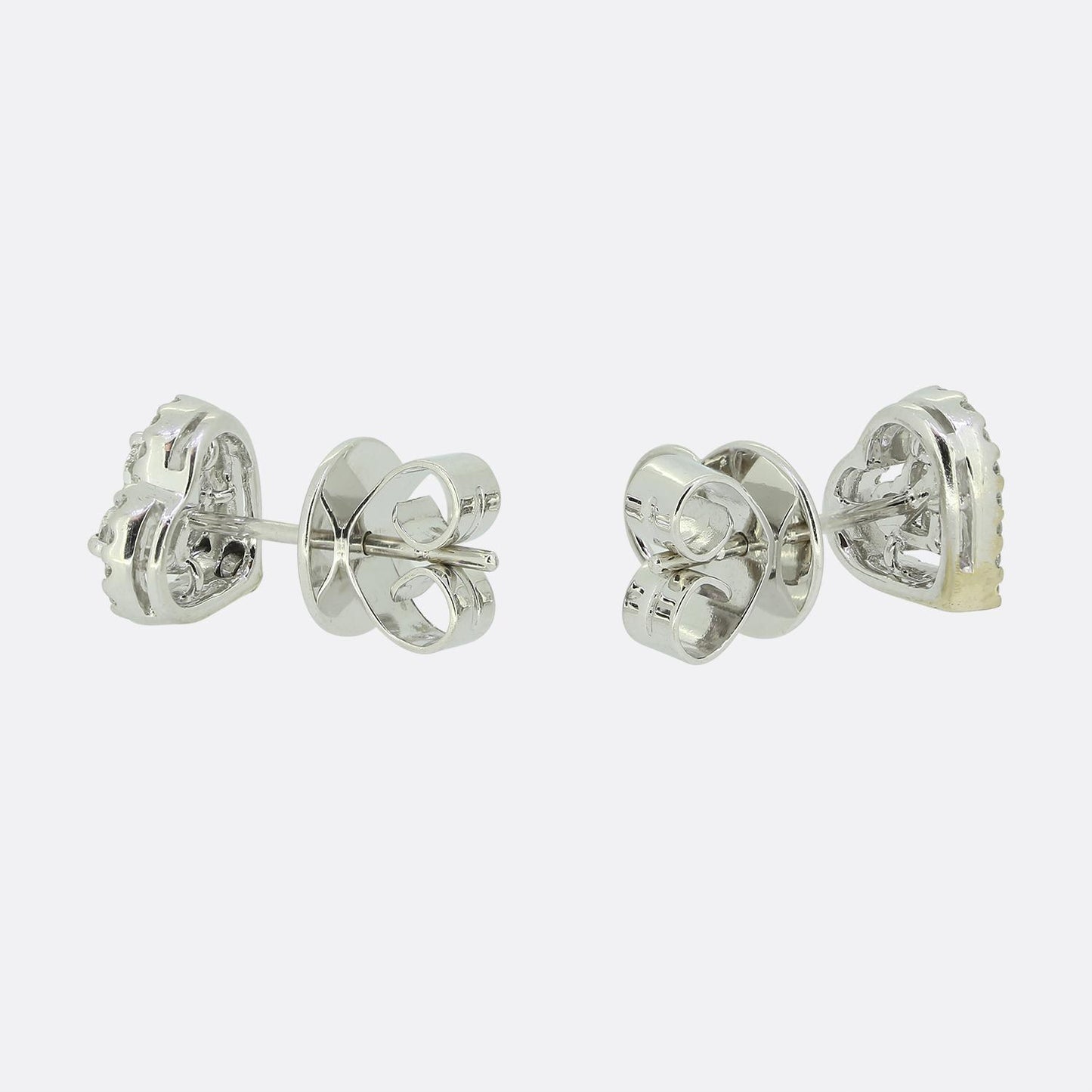 Multi Diamond Cluster Heart Earrings