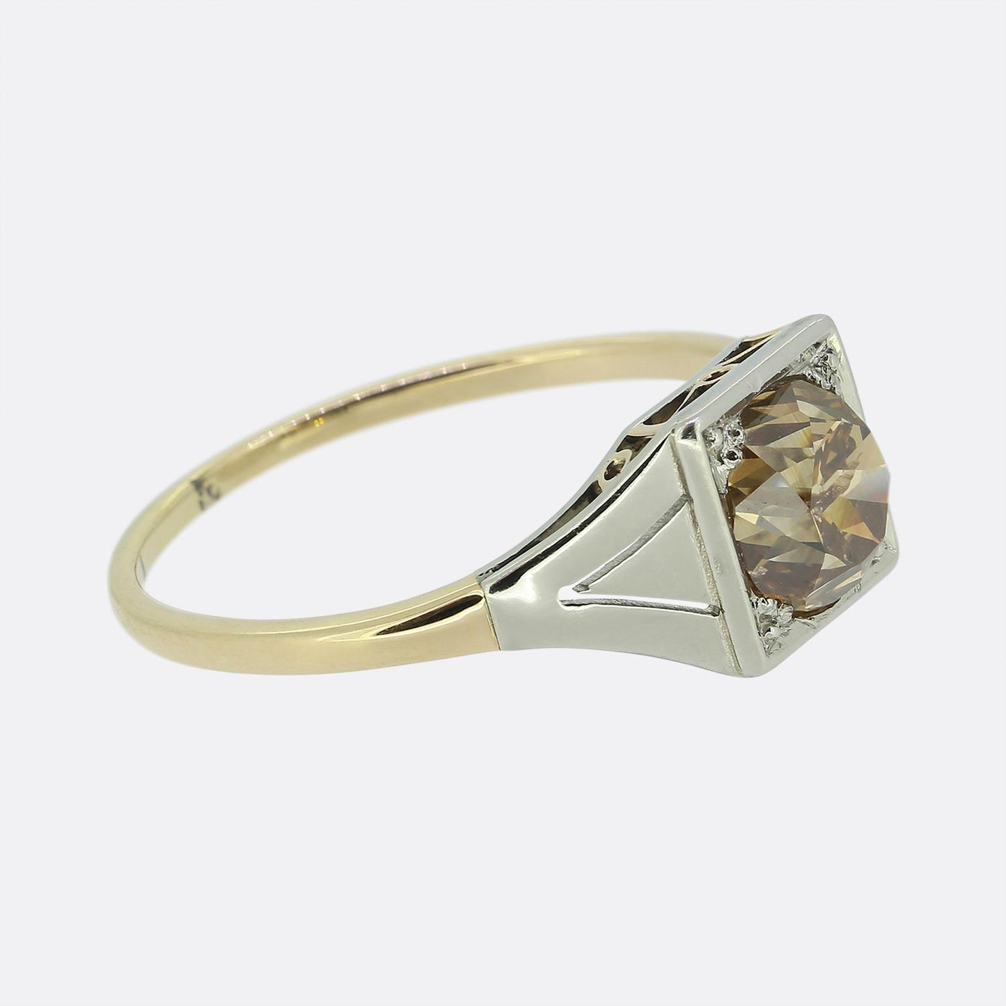 Vintage 1.87 Old Cut Fancy Brown Diamond Engagement Ring