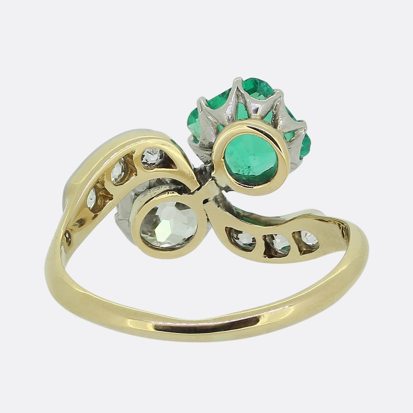 Antique Emerald and Diamond Toi Et Moi Ring