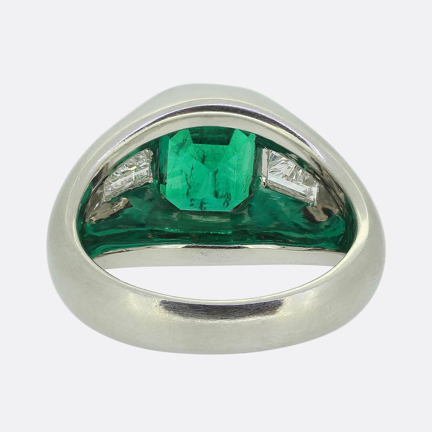 3.00 Carat Emerald and Diamond Three-Stone Ring