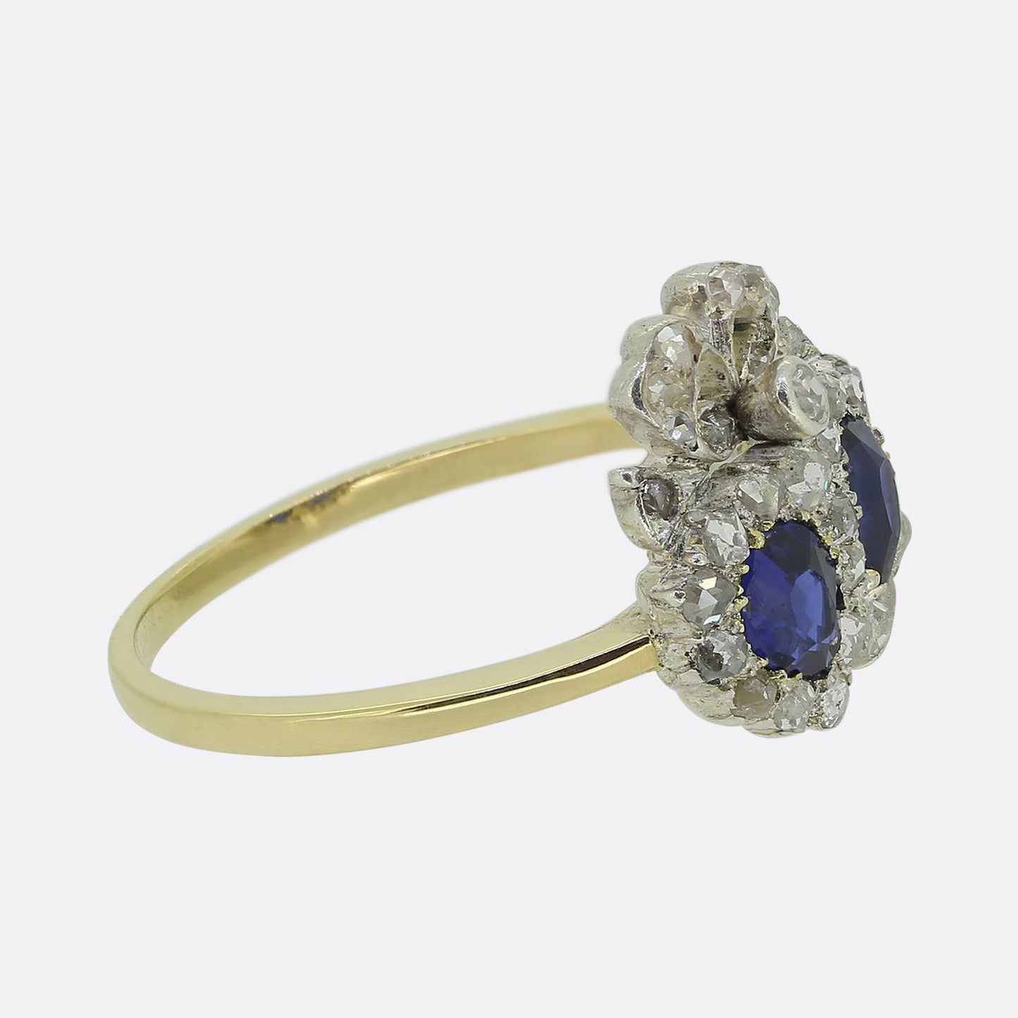 Victorian Sapphire and Diamond Double Heart Ring