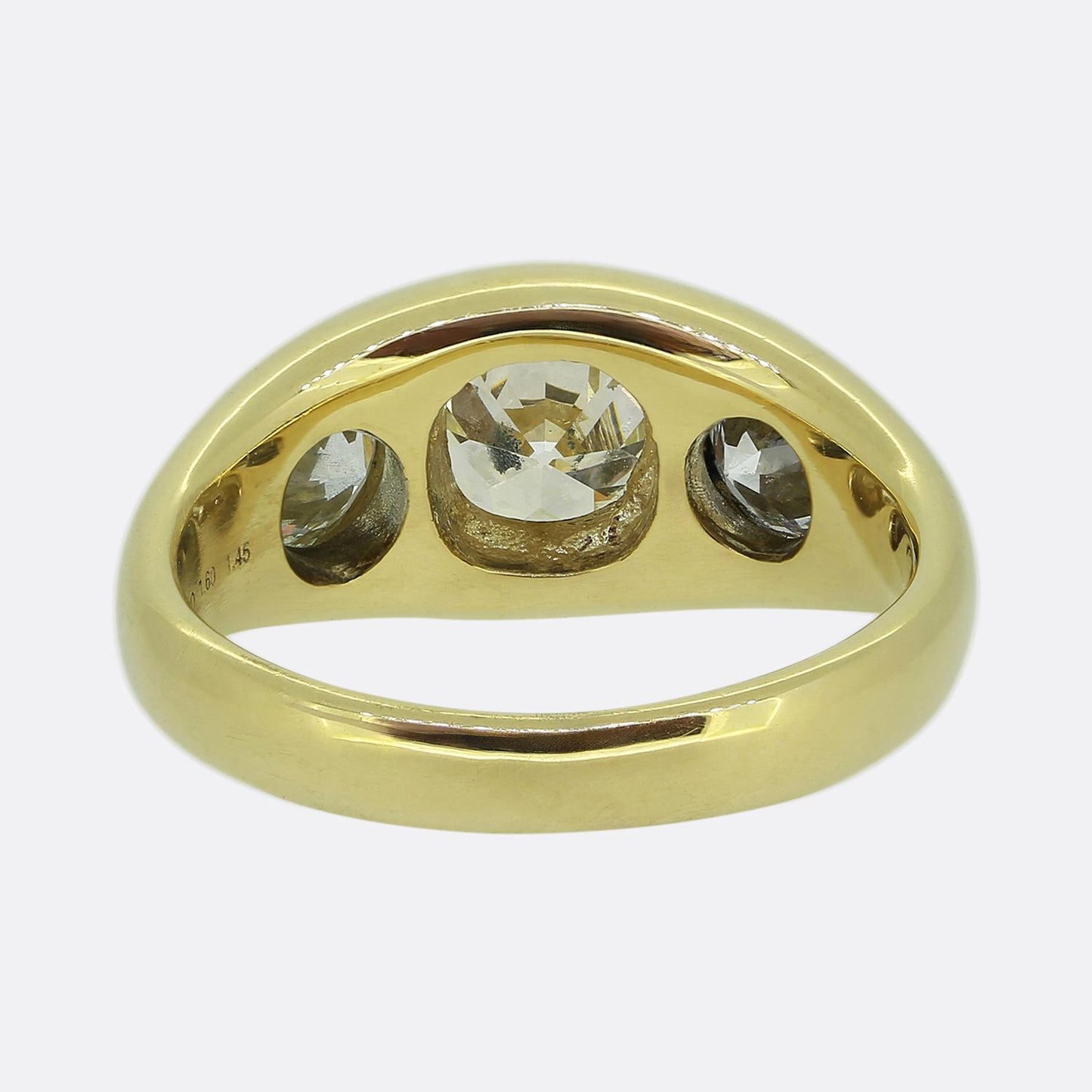 3.05 Carat Old Cut Diamond Three-Stone Ring