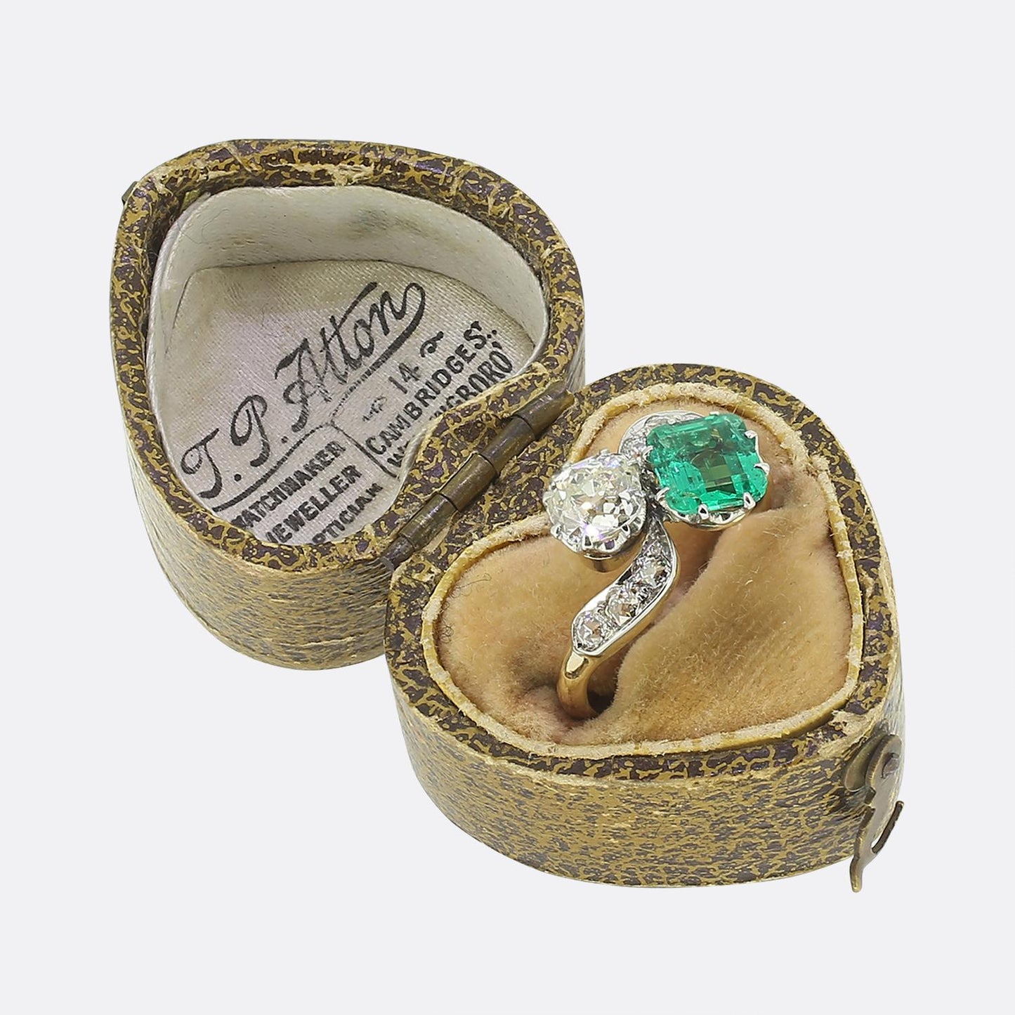 Antique Emerald and Diamond Toi Et Moi Ring