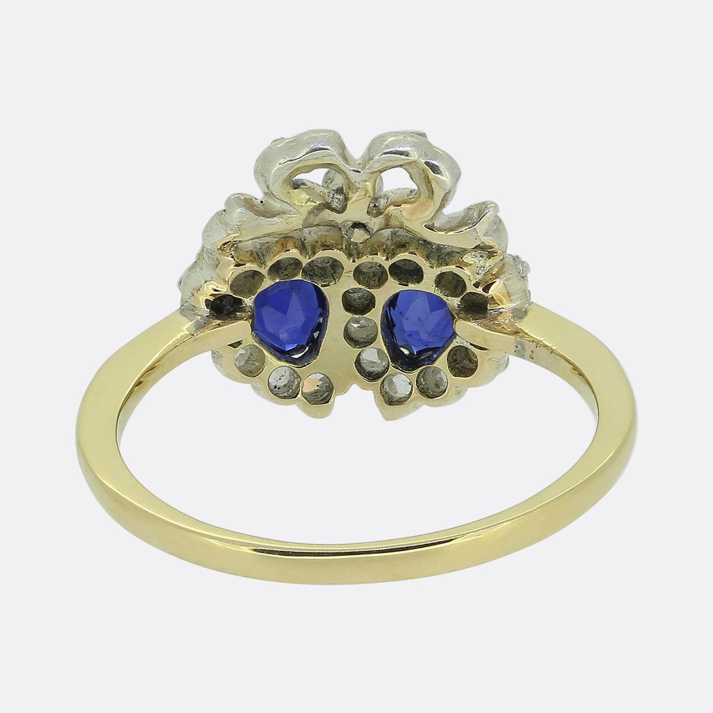 Victorian Sapphire and Diamond Double Heart Ring
