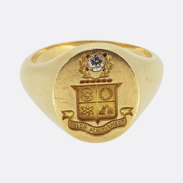 Vintage Intaglio Diamond Signet Ring