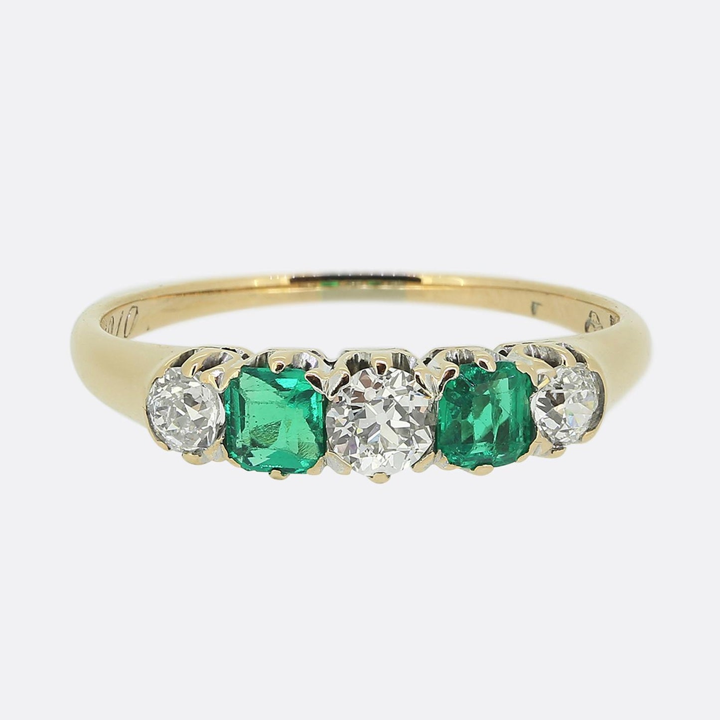 Antique Emerald and Diamond Five-Stone Ring
