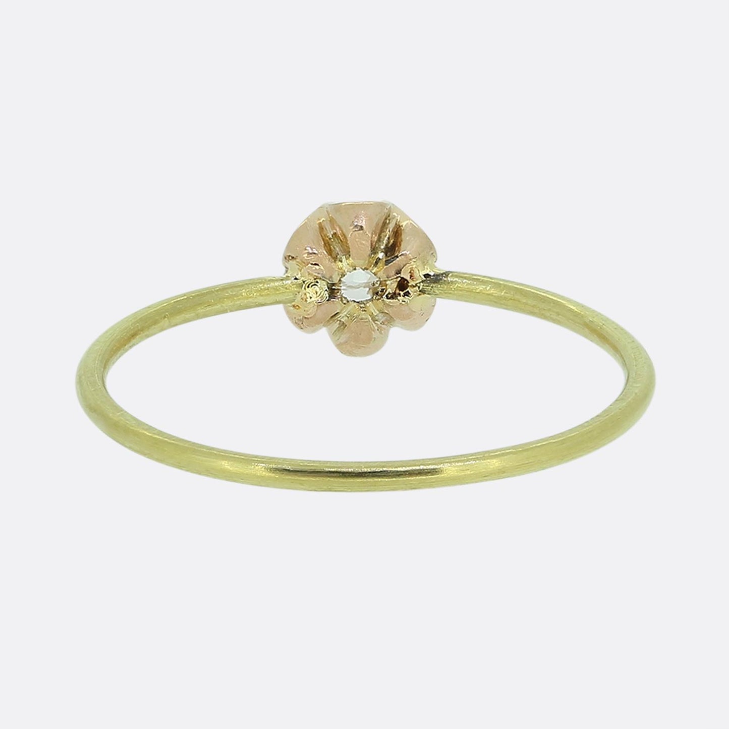 Vintage 0.12 Carat Diamond Stackable Flower Ring