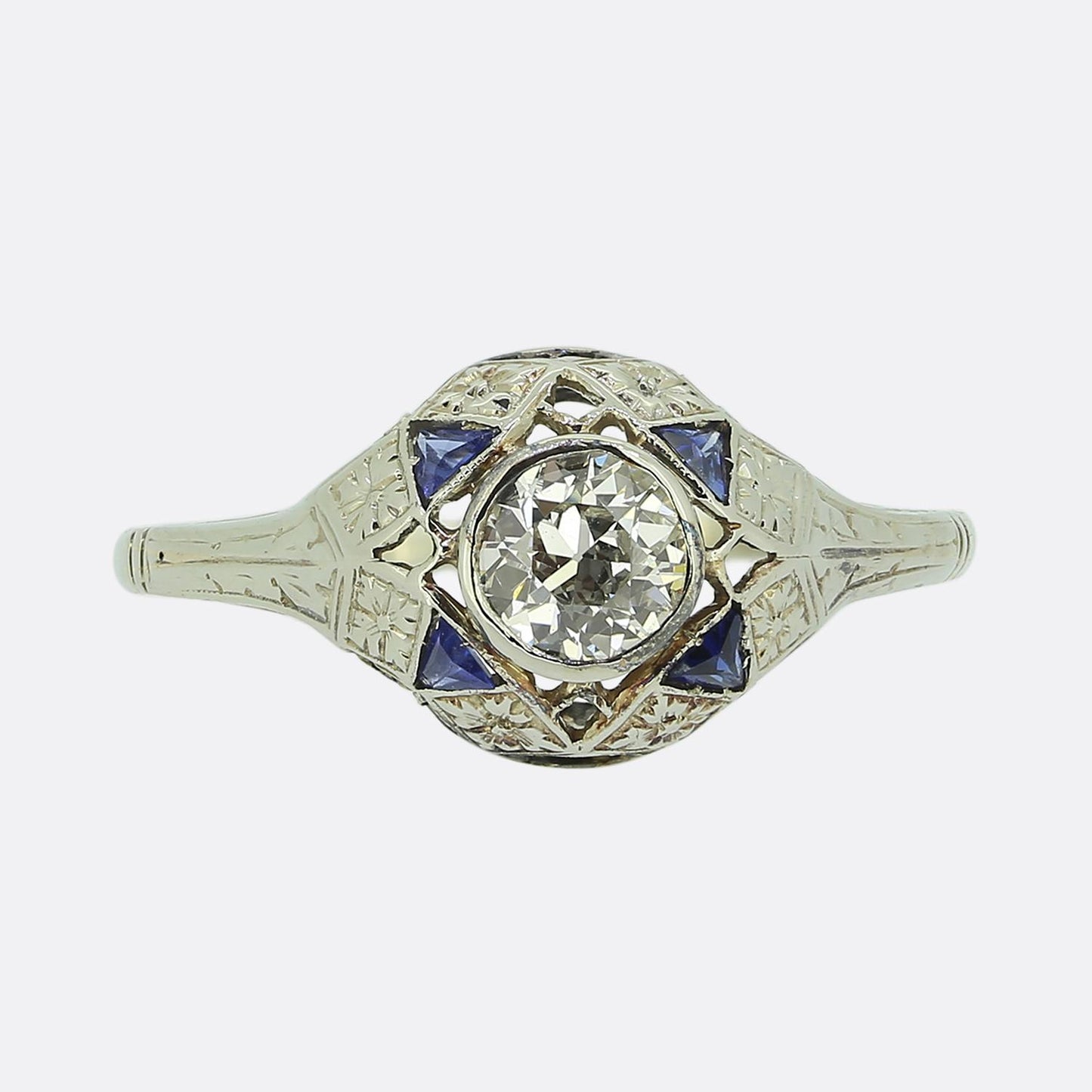 Art Deco Sapphire and Diamond Ring