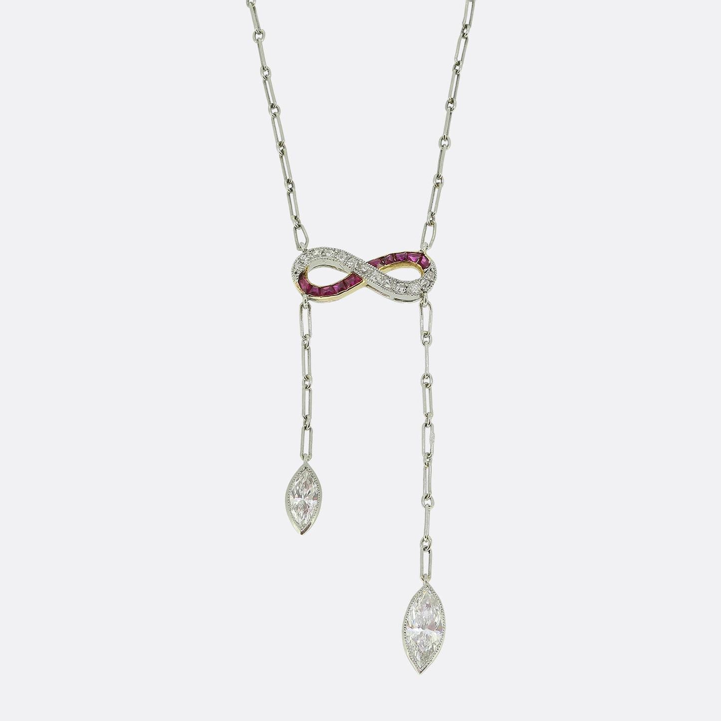 Art Deco Ruby and Diamond Negilgee Necklace