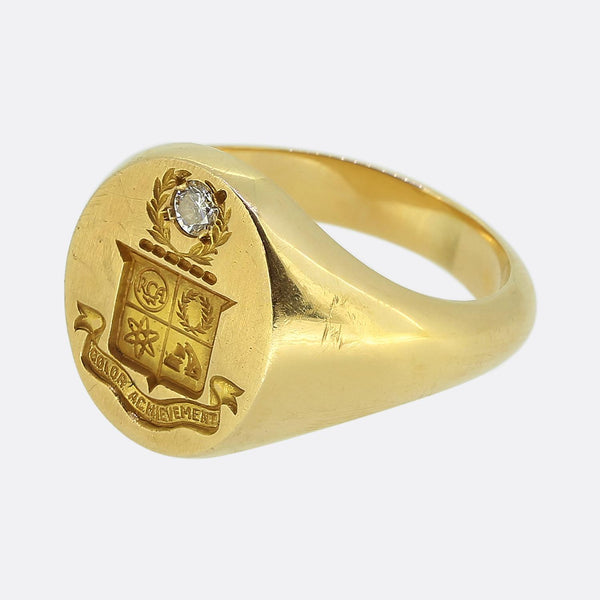 Vintage Intaglio Diamond Signet Ring