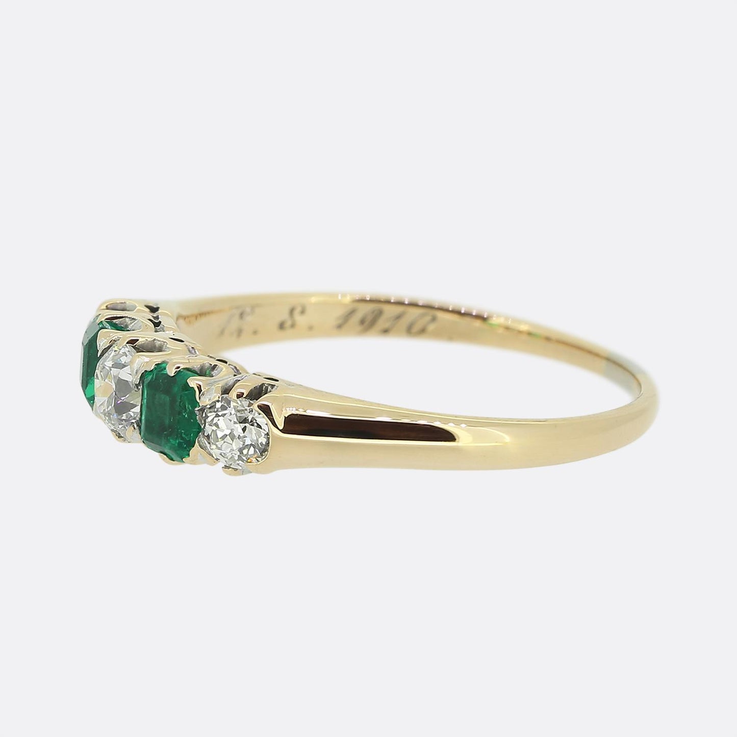 Antique Emerald and Diamond Five-Stone Ring