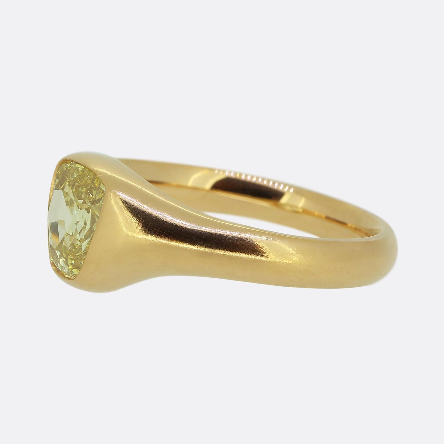 1.57 Fancy Vivid Yellow Trapezoid Diamond Single Stone Ring