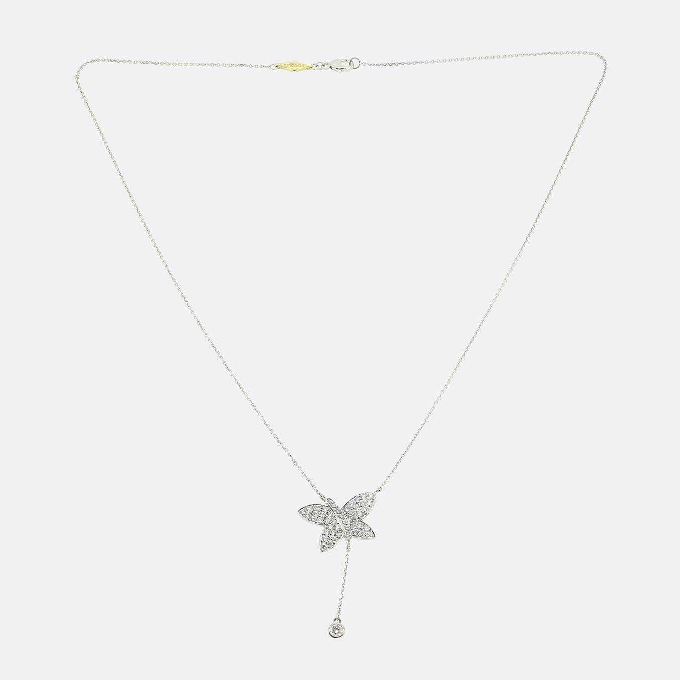 Boodles Pavé Diamond Butterfly Drop Necklace