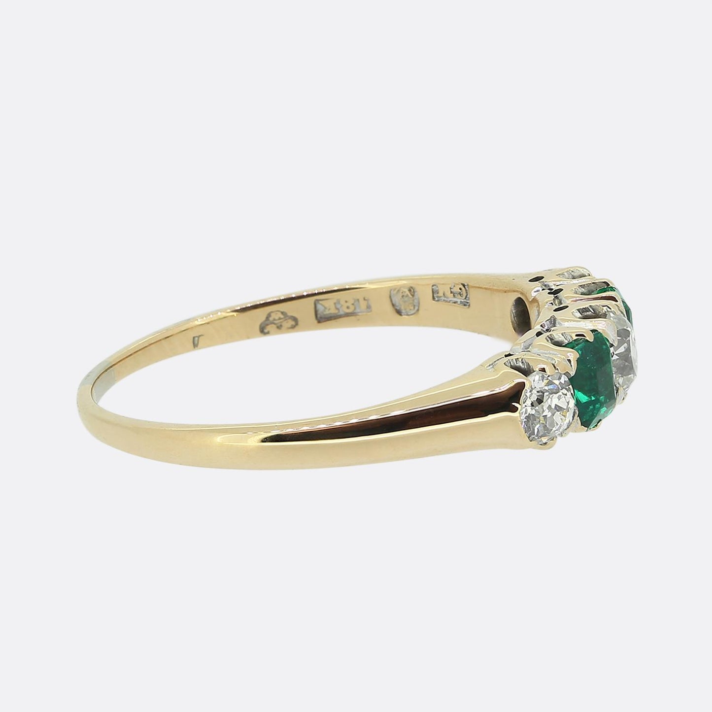 Antique Emerald and Diamond Five-Stone Ring