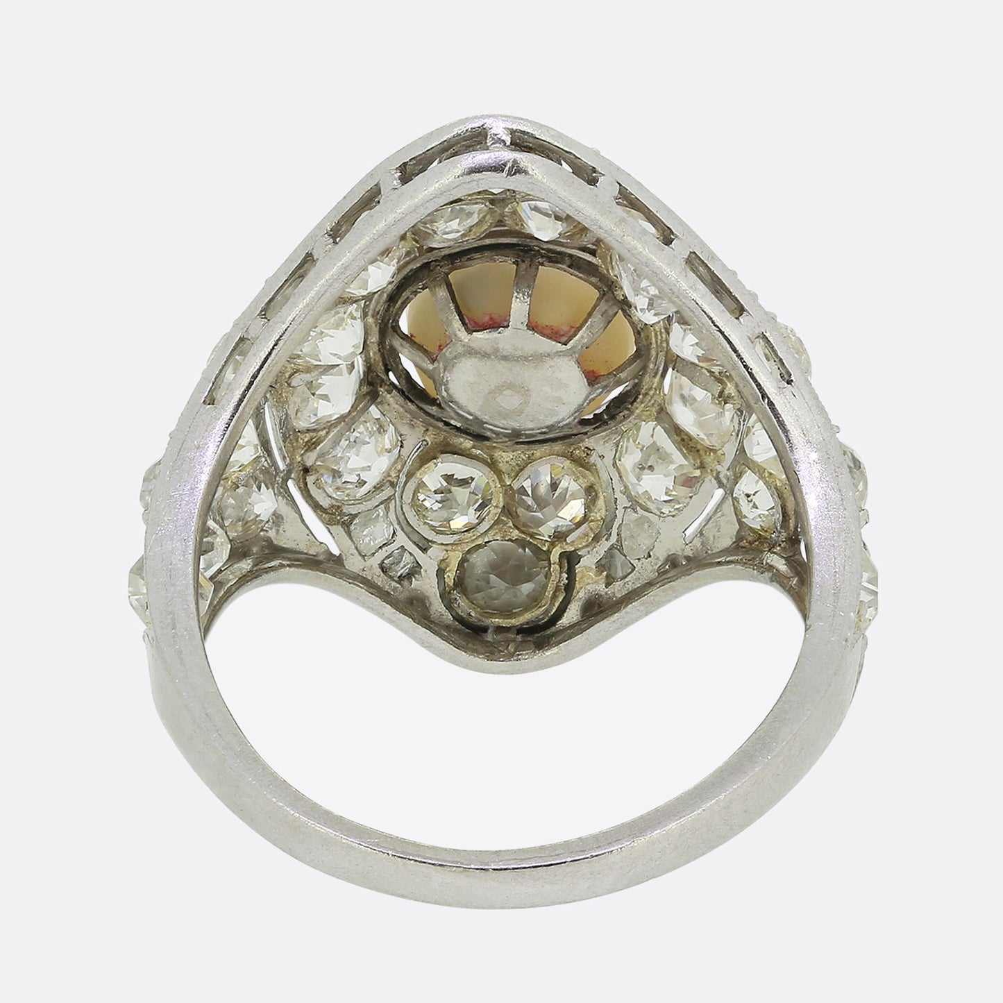 Antique Natural Pearl and Diamond Cluster Ring