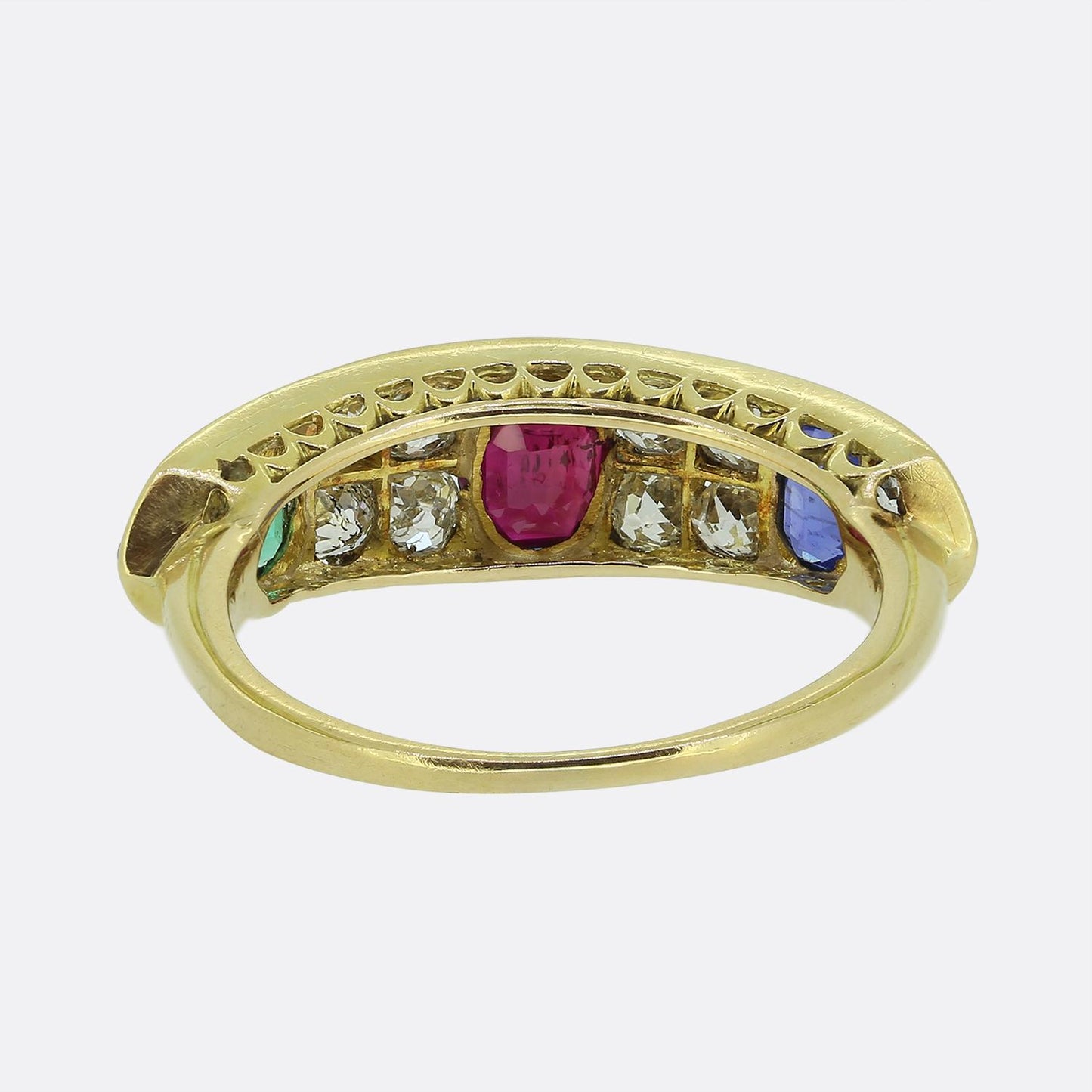 Victorian Ruby Emerald Sapphire and Diamond Ring