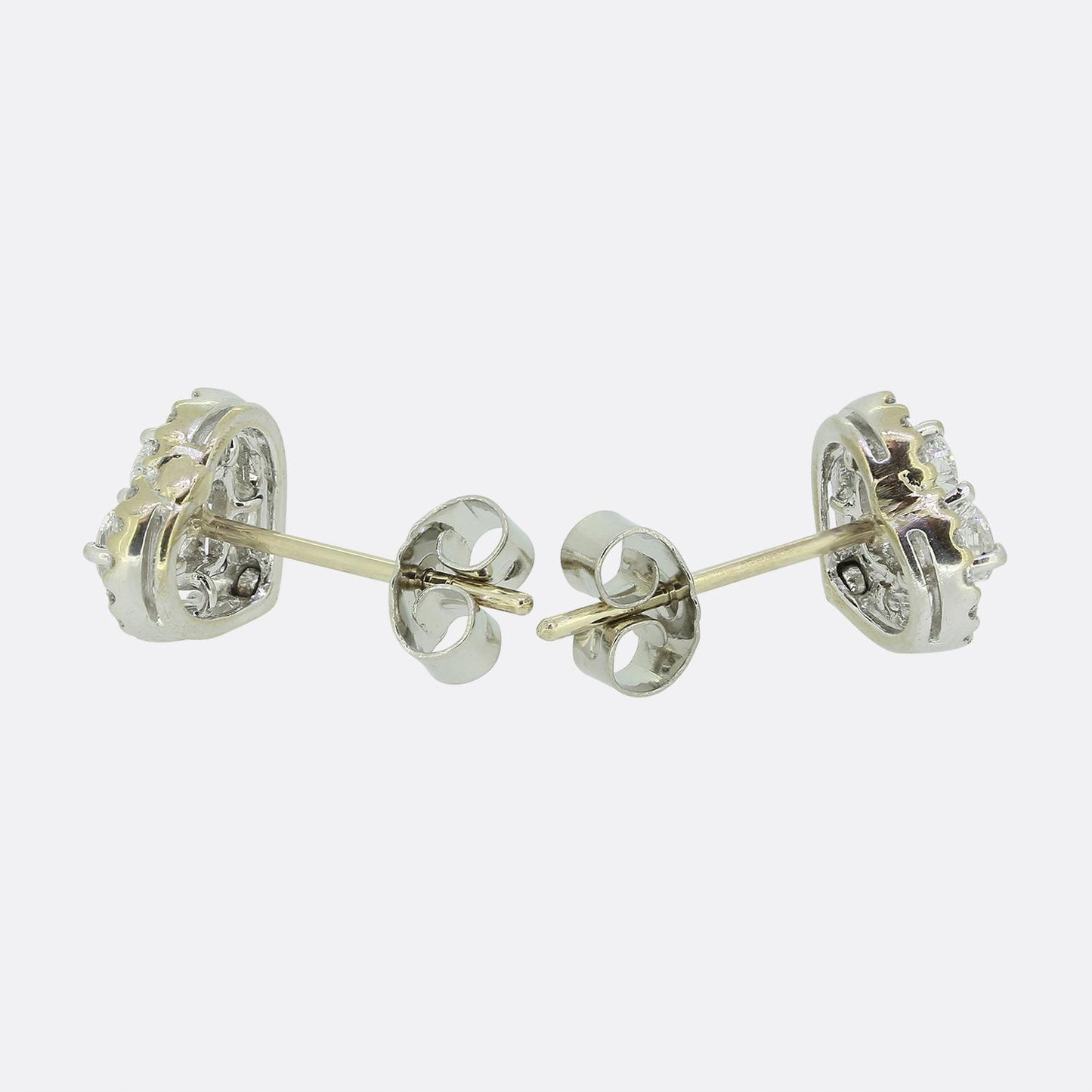 Multi Diamond Cluster Heart Earrings