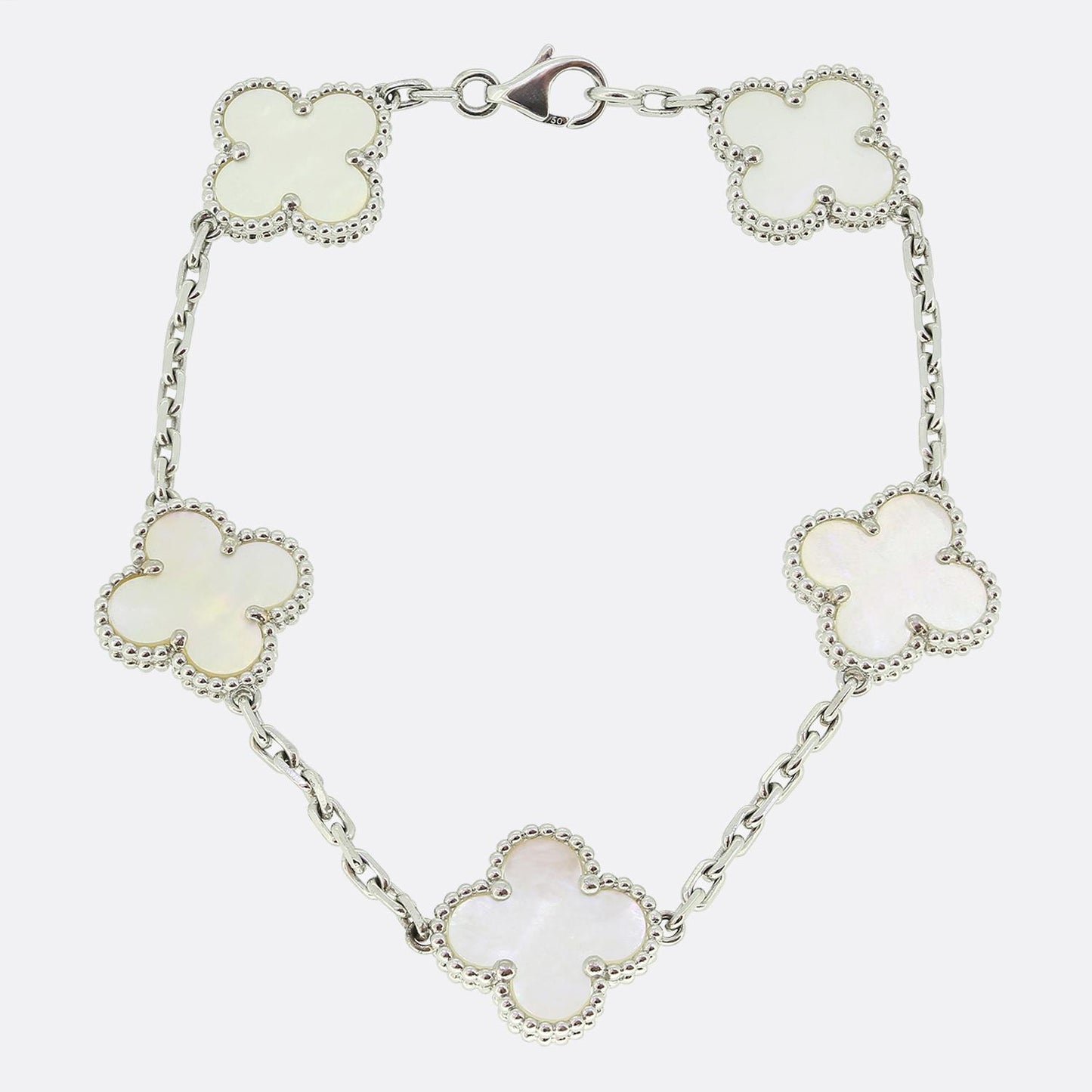 Van Cleef & Arpels Vintage Alhambra Five Motif Mother of Pearl Bracelet