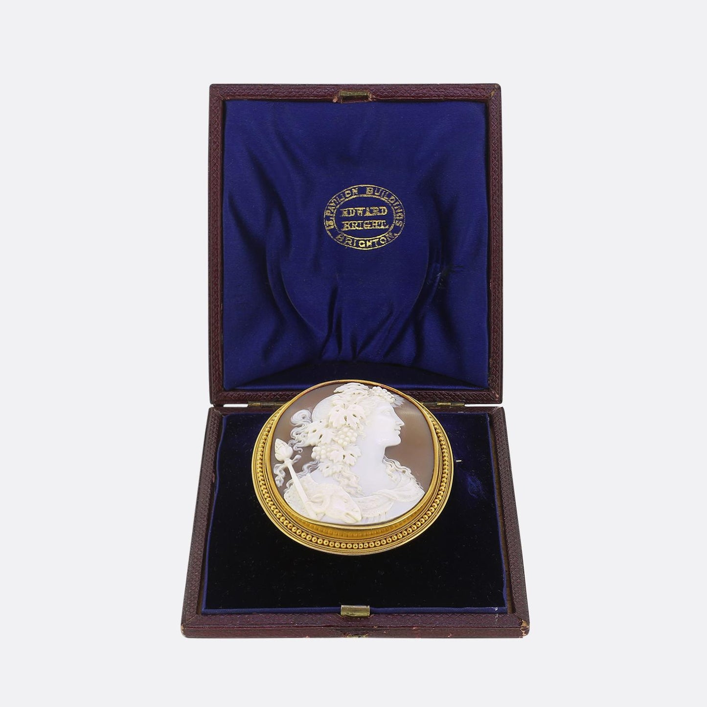 Antique Bacchante Shell Cameo Brooch