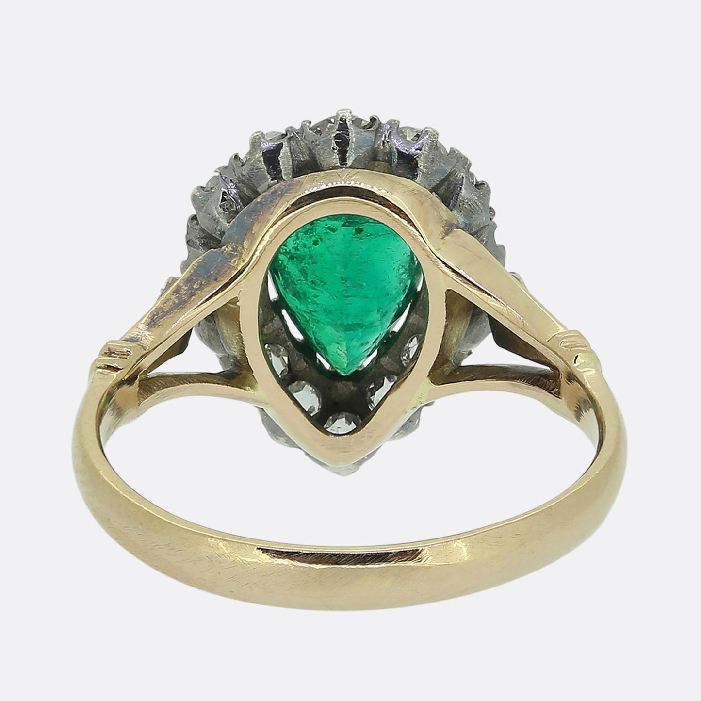 Victorian Emerald and Diamond Cluster Ring