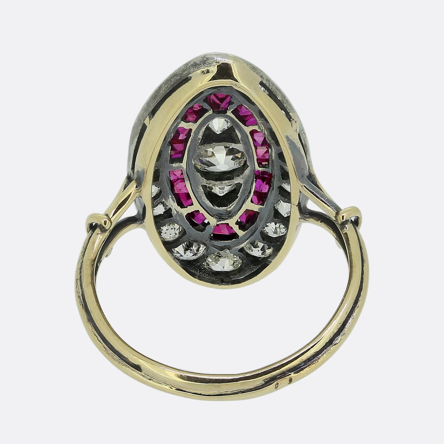 Antique Ruby and Diamond Navette Ring
