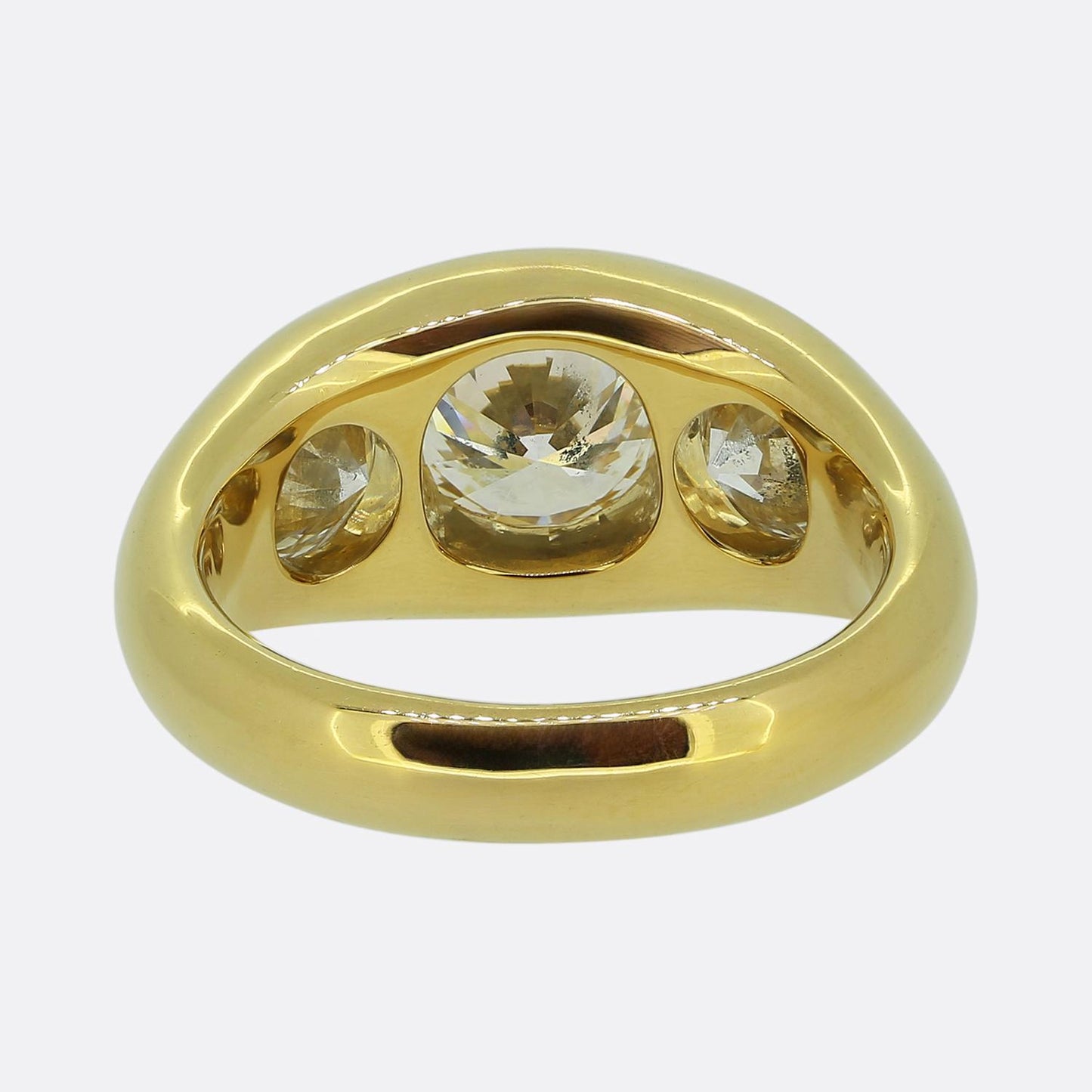 3.46 Carat Old Cut Diamond Three-Stone Ring