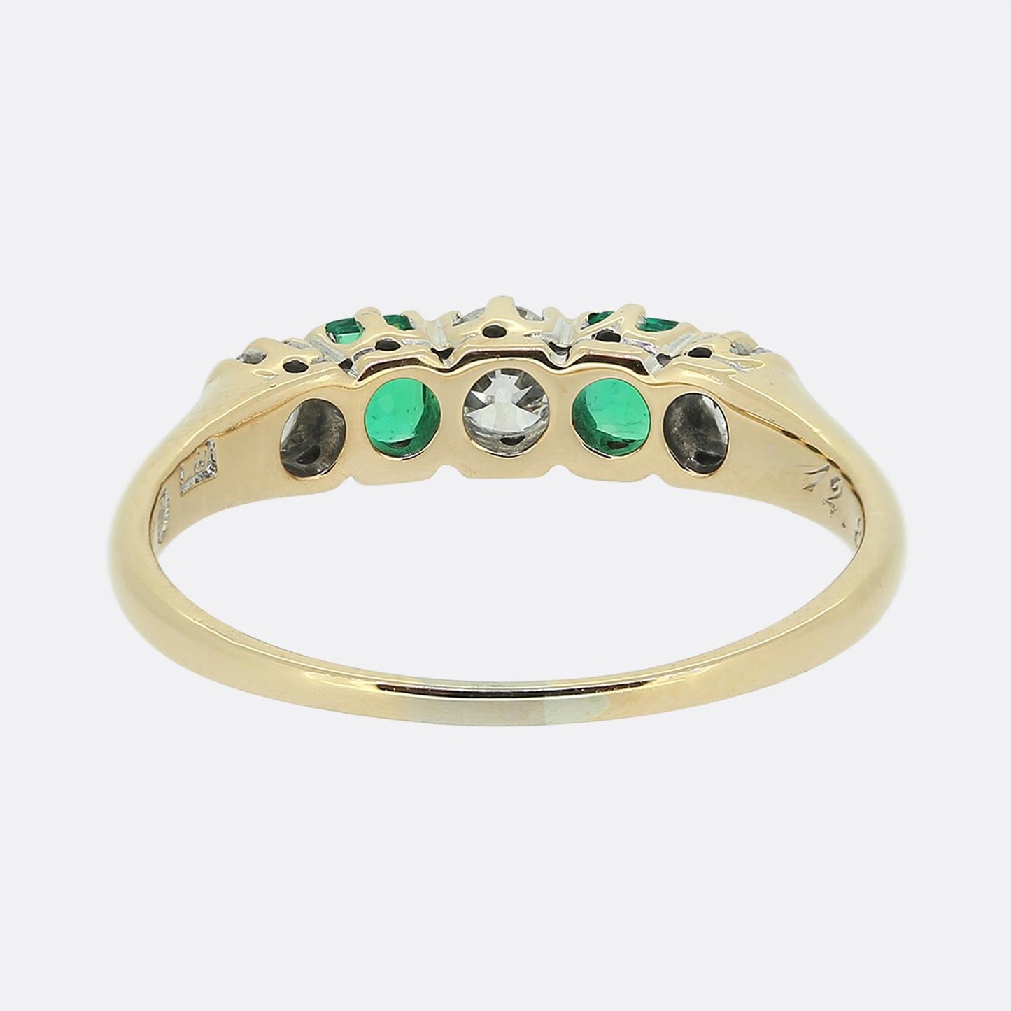 Antique Emerald and Diamond Five-Stone Ring
