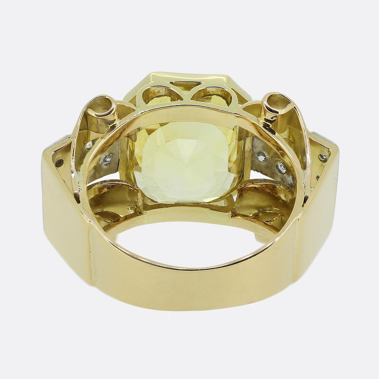 Vintage 1950s Unheated 11.66 Carat Ceylon Yellow Sapphire Ring