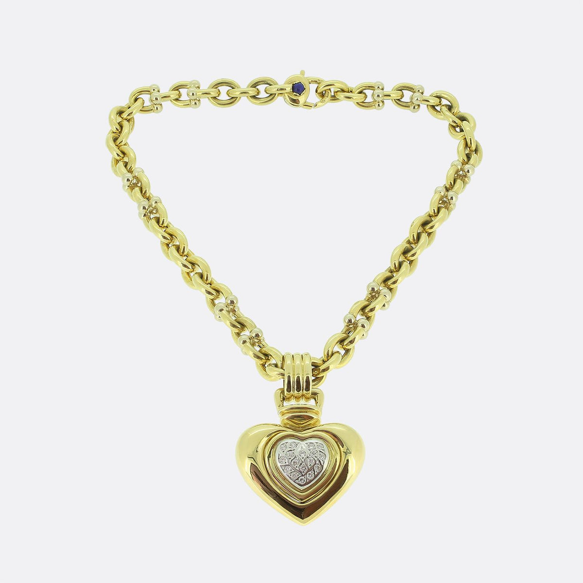 Vintage Diamond Heart-Shaped Pendant Necklace