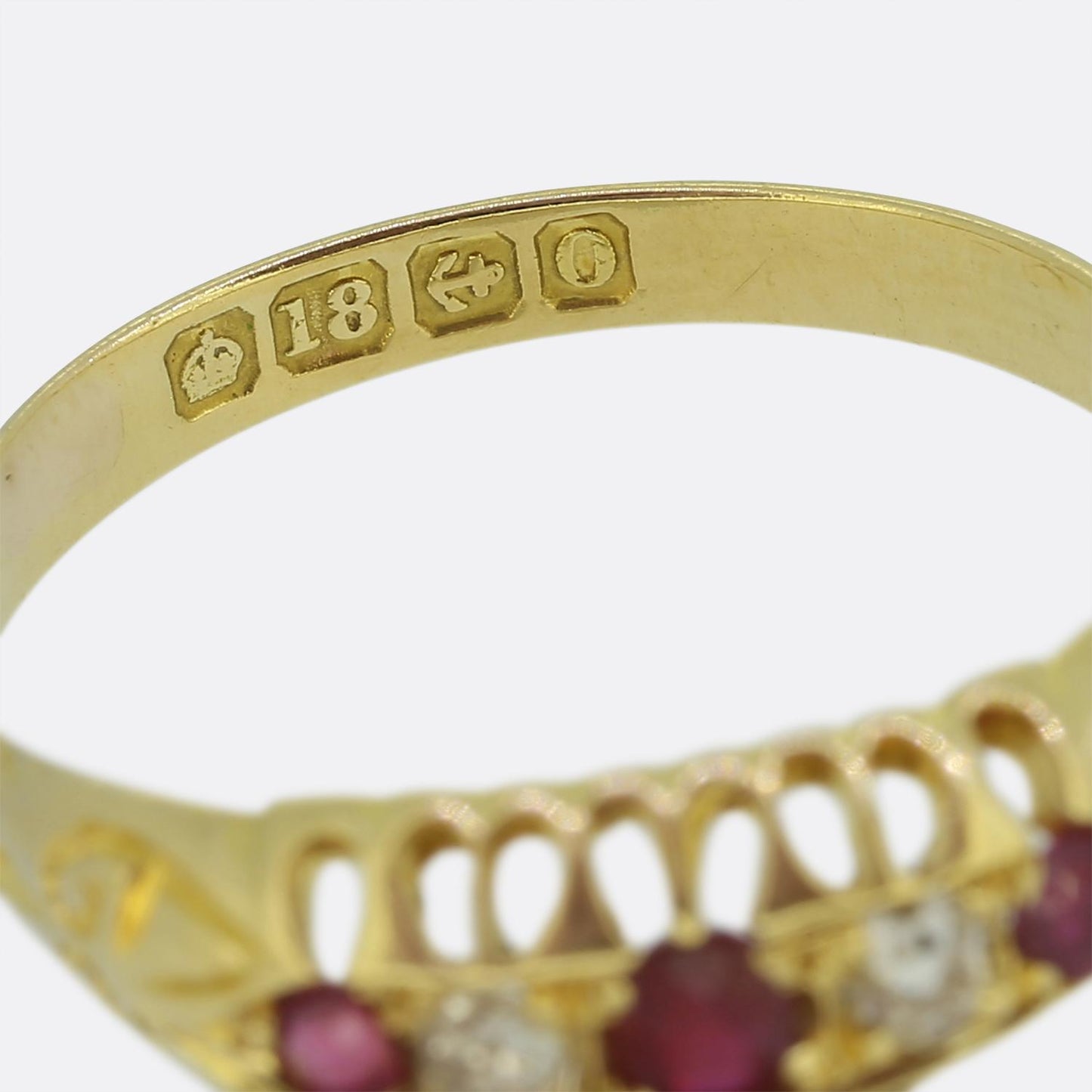 Victorian Ruby and Diamond Five-Stone Ring