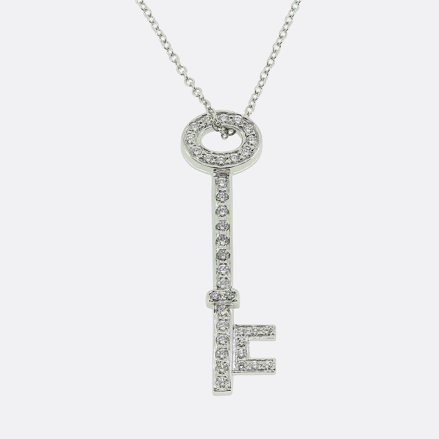 Tiffany & Co. Diamond Key Pendant Necklace