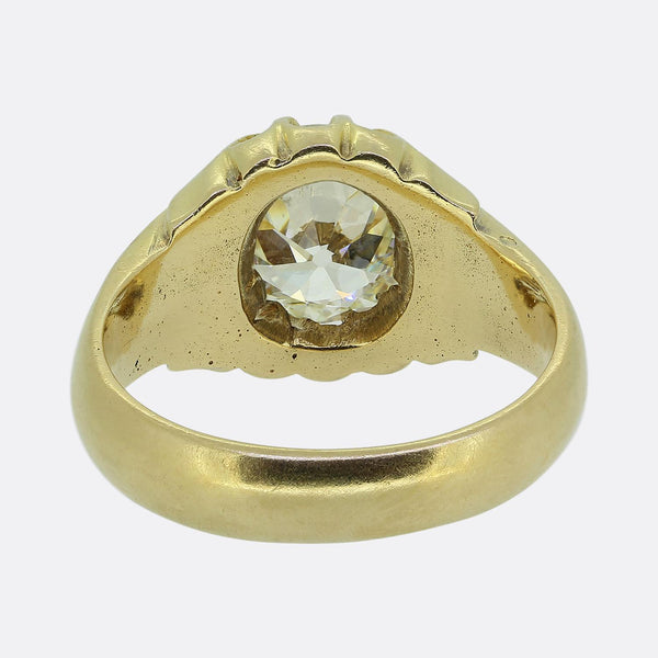 Antique 4.00 Carat Cushion Cut Diamond Single Stone Ring