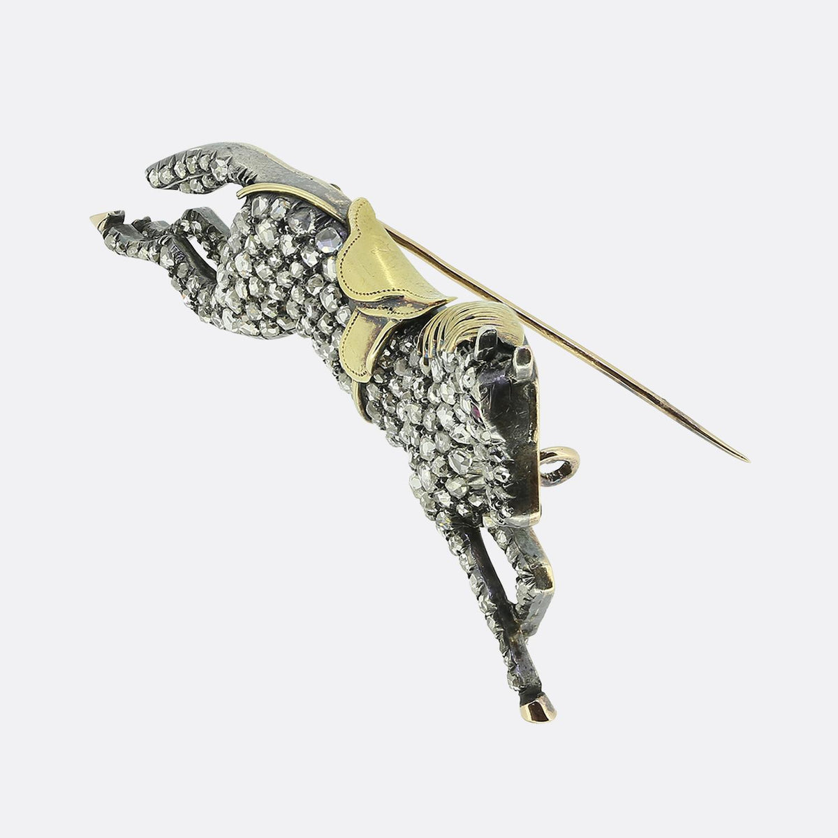 Victorian Rose Cut Diamond Horse Brooch