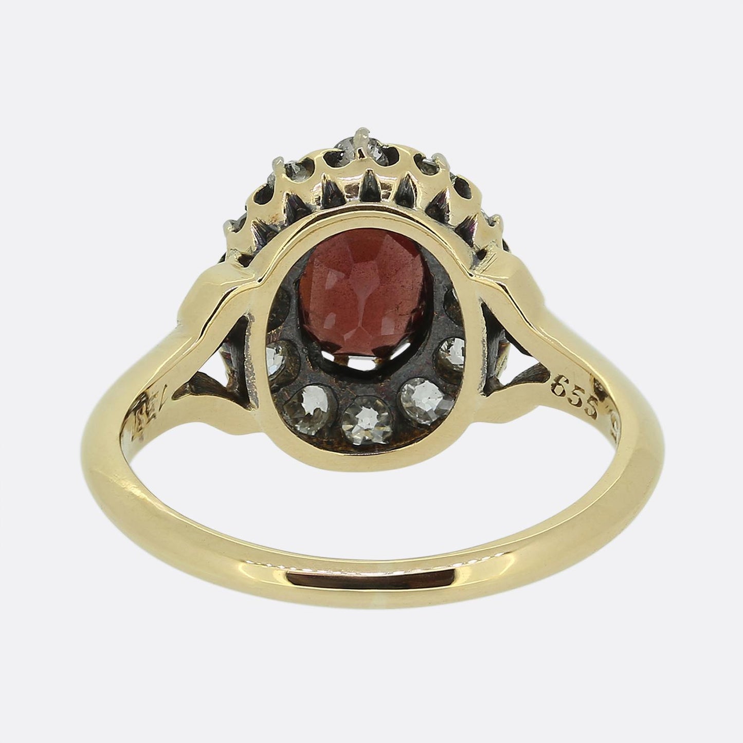 Victorian Spinel and Old Cut Diamond Cluster Ring