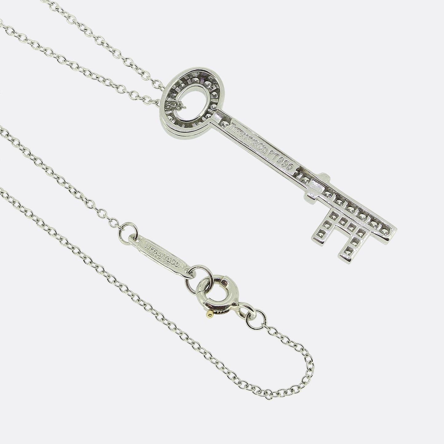 Tiffany & Co. Diamond Key Pendant Necklace