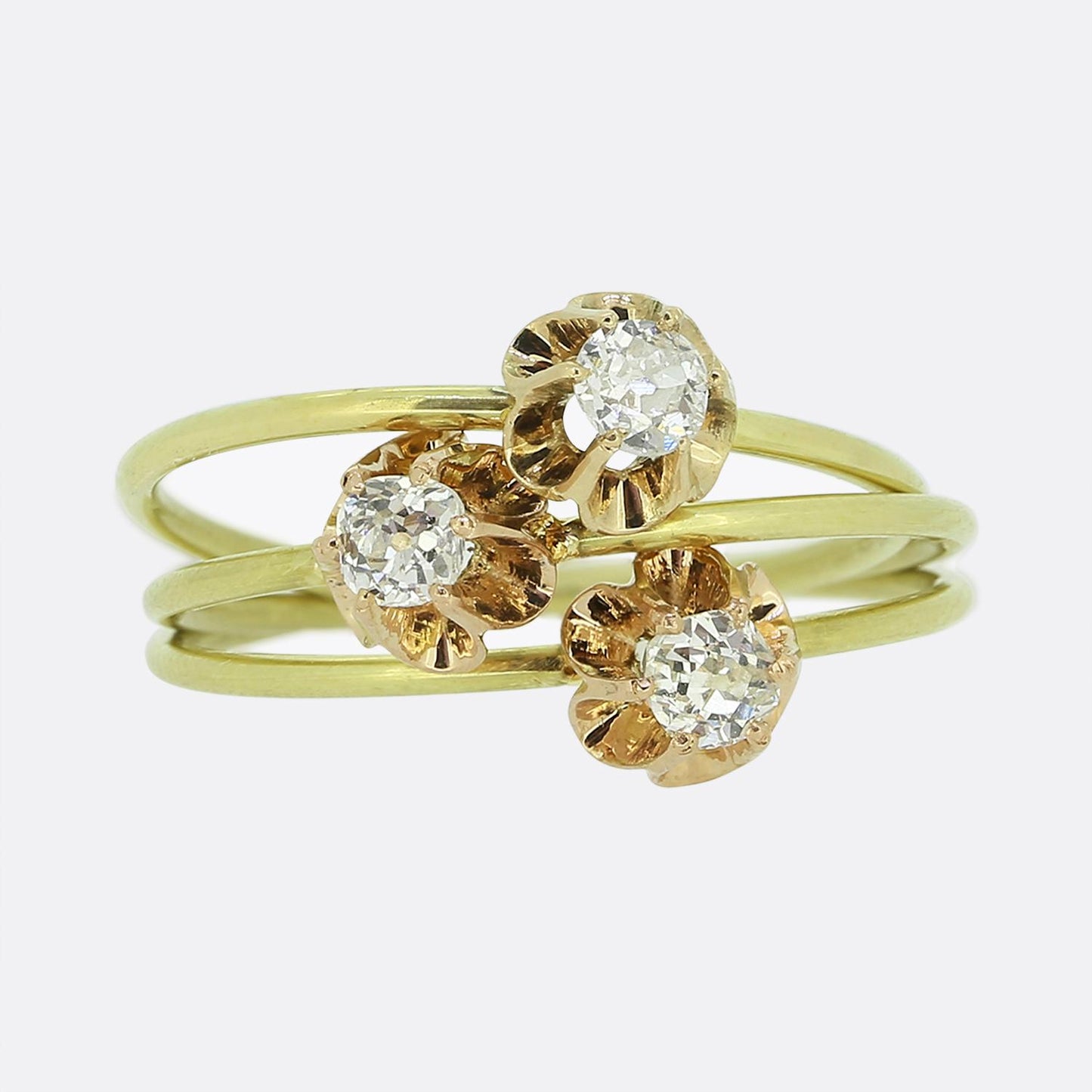 Vintage 0.12 Carat Diamond Stackable Flower Ring