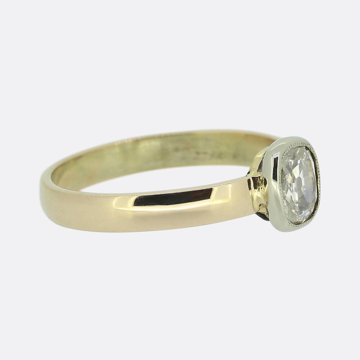 Antique 0.40 Carat Rectangular Cushion Cut Diamond Solitaire Ring
