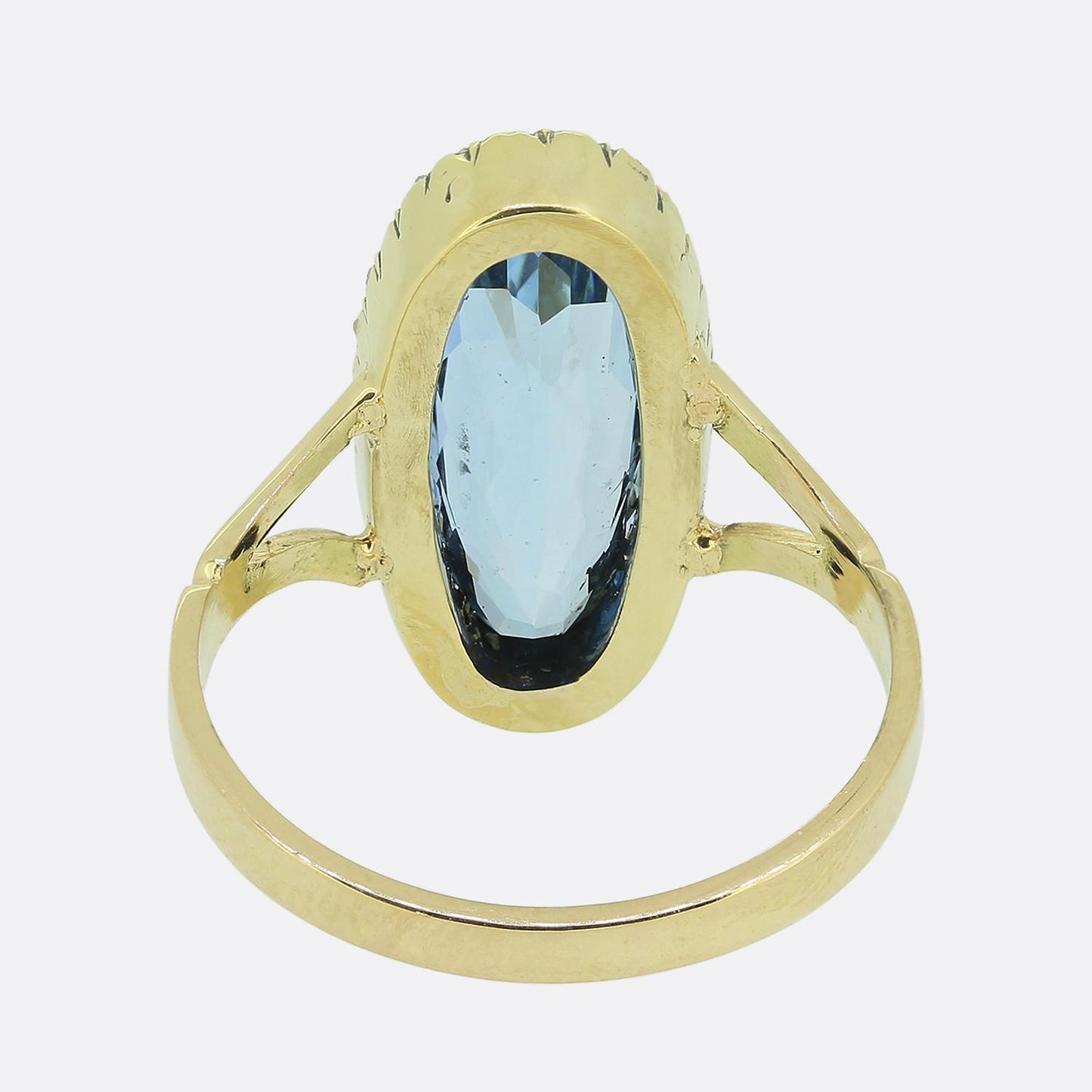 Aquamarine and Rose Cut Diamond Dress Ring