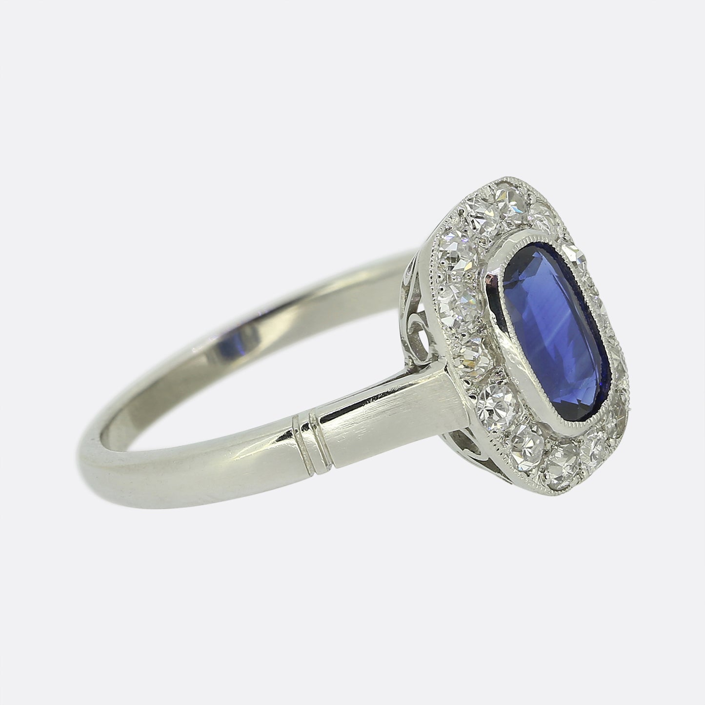 Vintage Sapphire and Diamond Cluster Ring