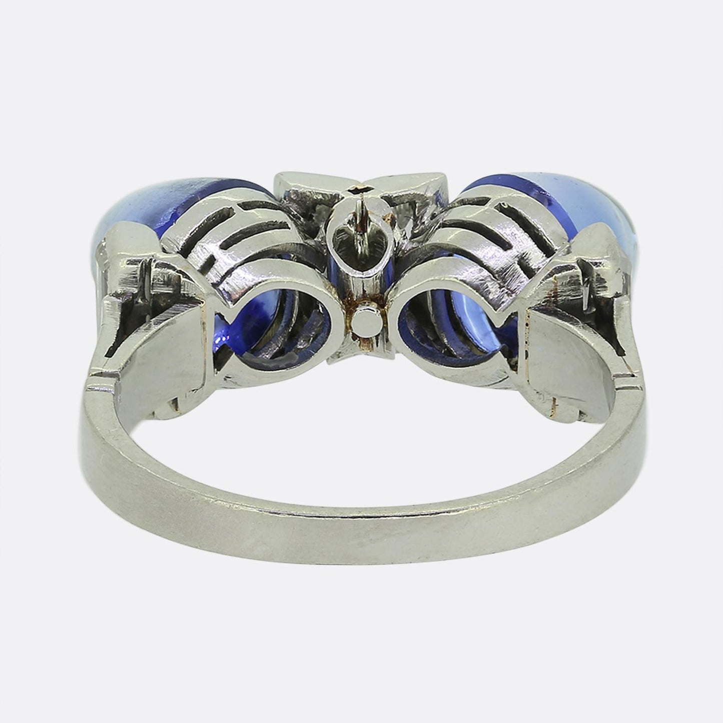 Art Deco Sugarloaf Sapphire and Diamond Ring