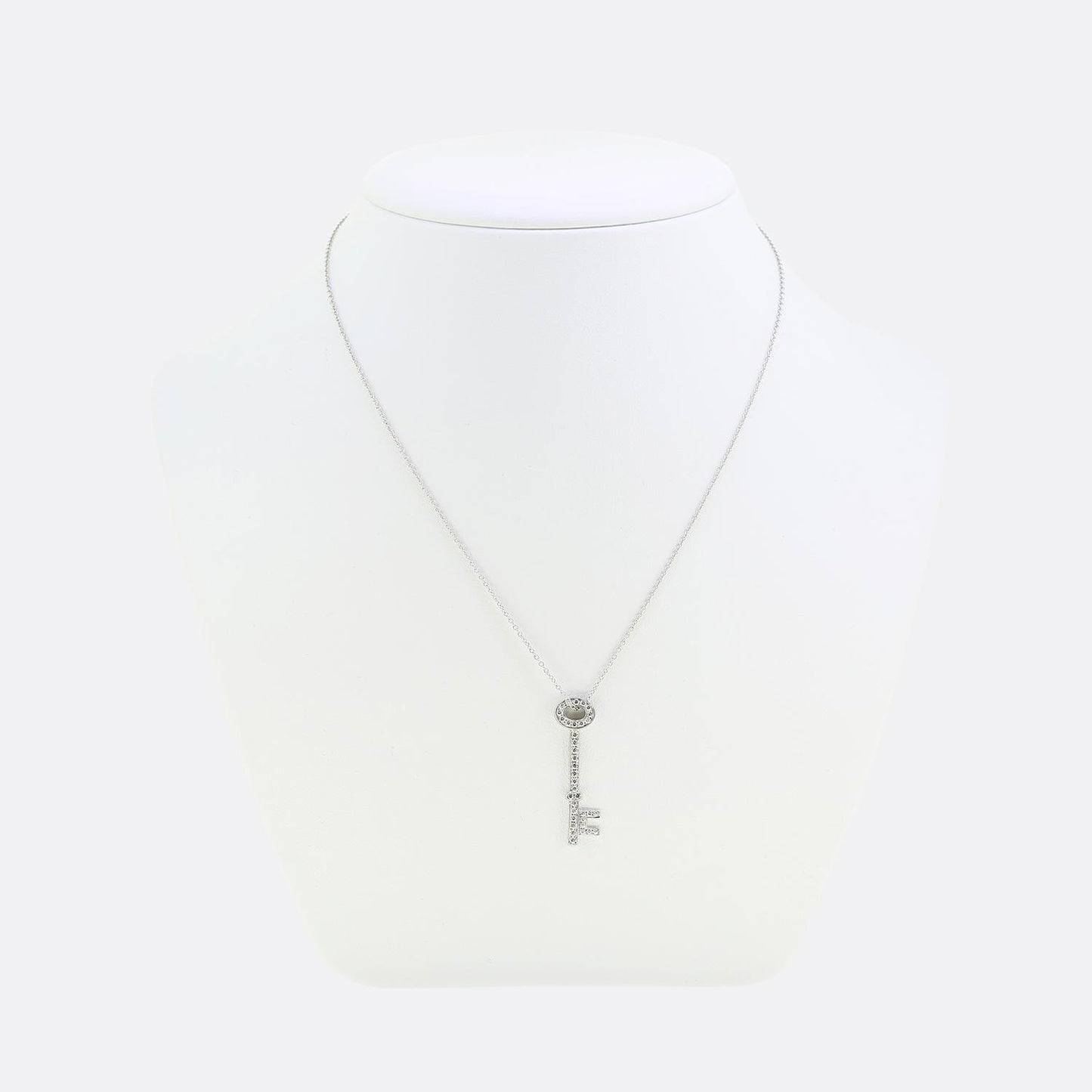 Tiffany & Co. Diamond Key Pendant Necklace