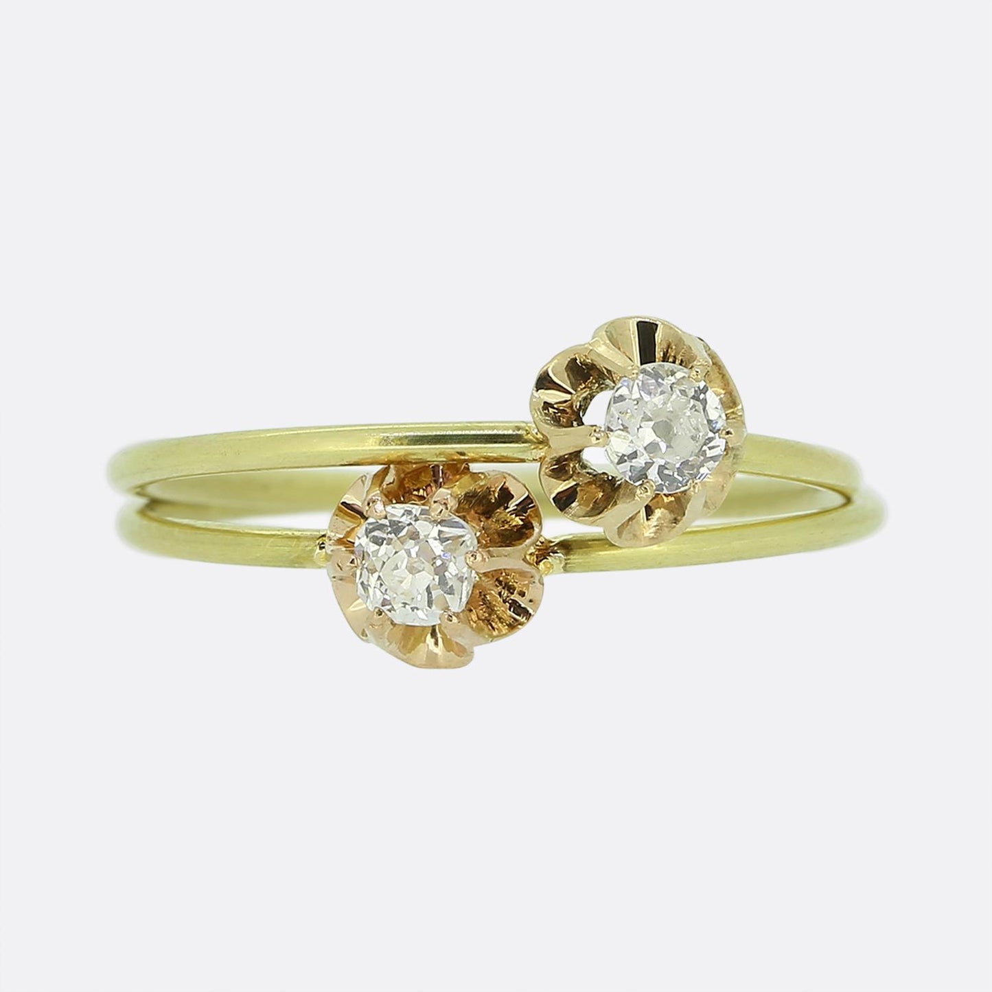 Vintage 0.12 Carat Diamond Stackable Flower Ring