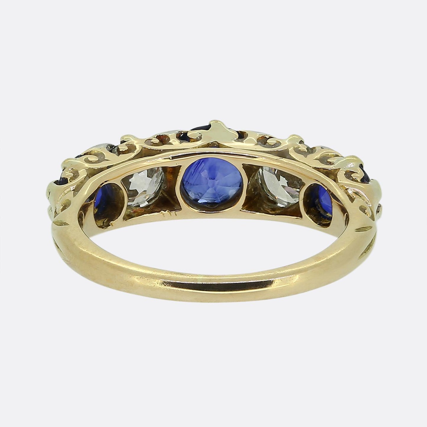 Antique Sapphire and Diamond Five Stone Ring