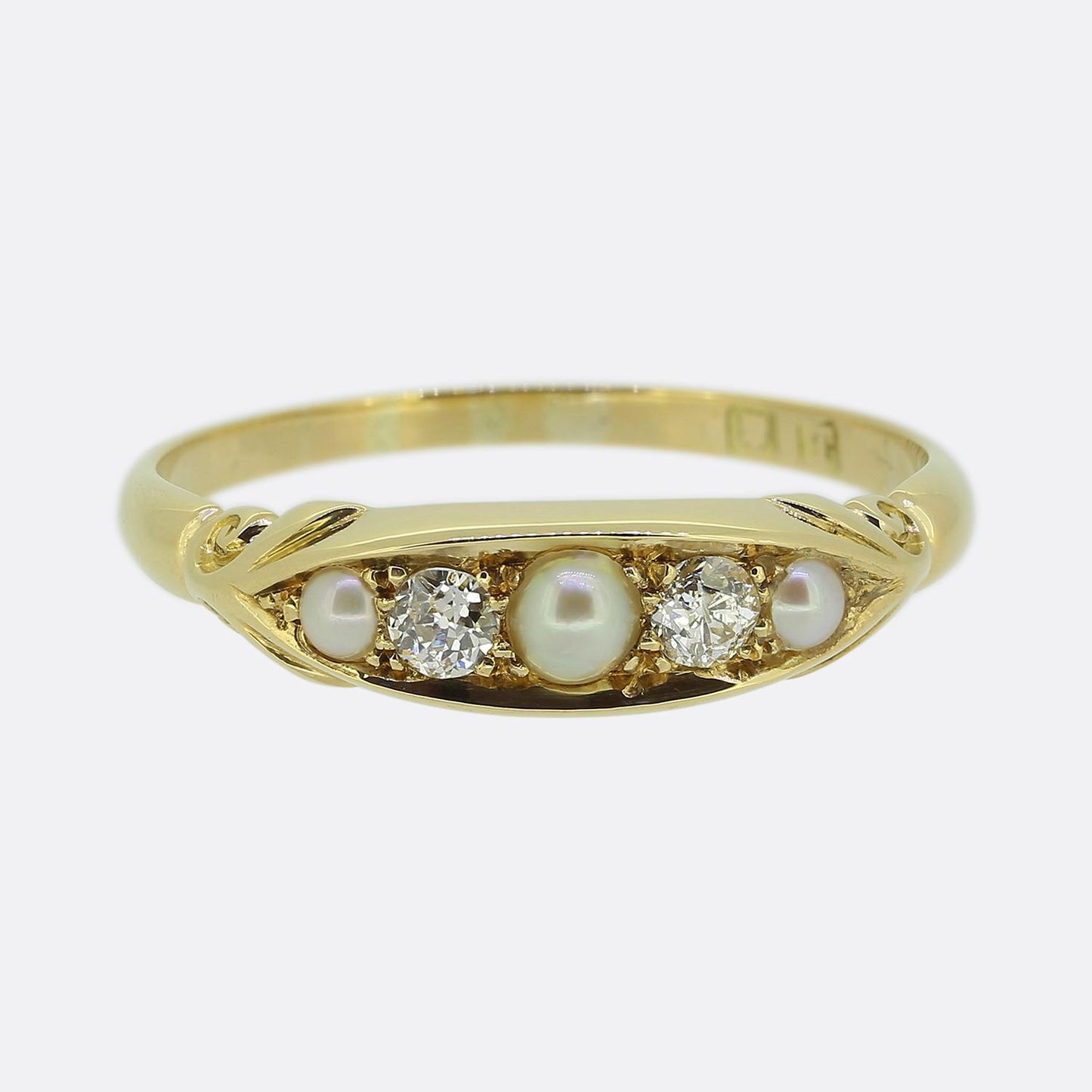 Antique Pearl and Diamond Five-Stone Ring