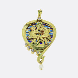 Antique Plique-à-Jour Cherub Pendant